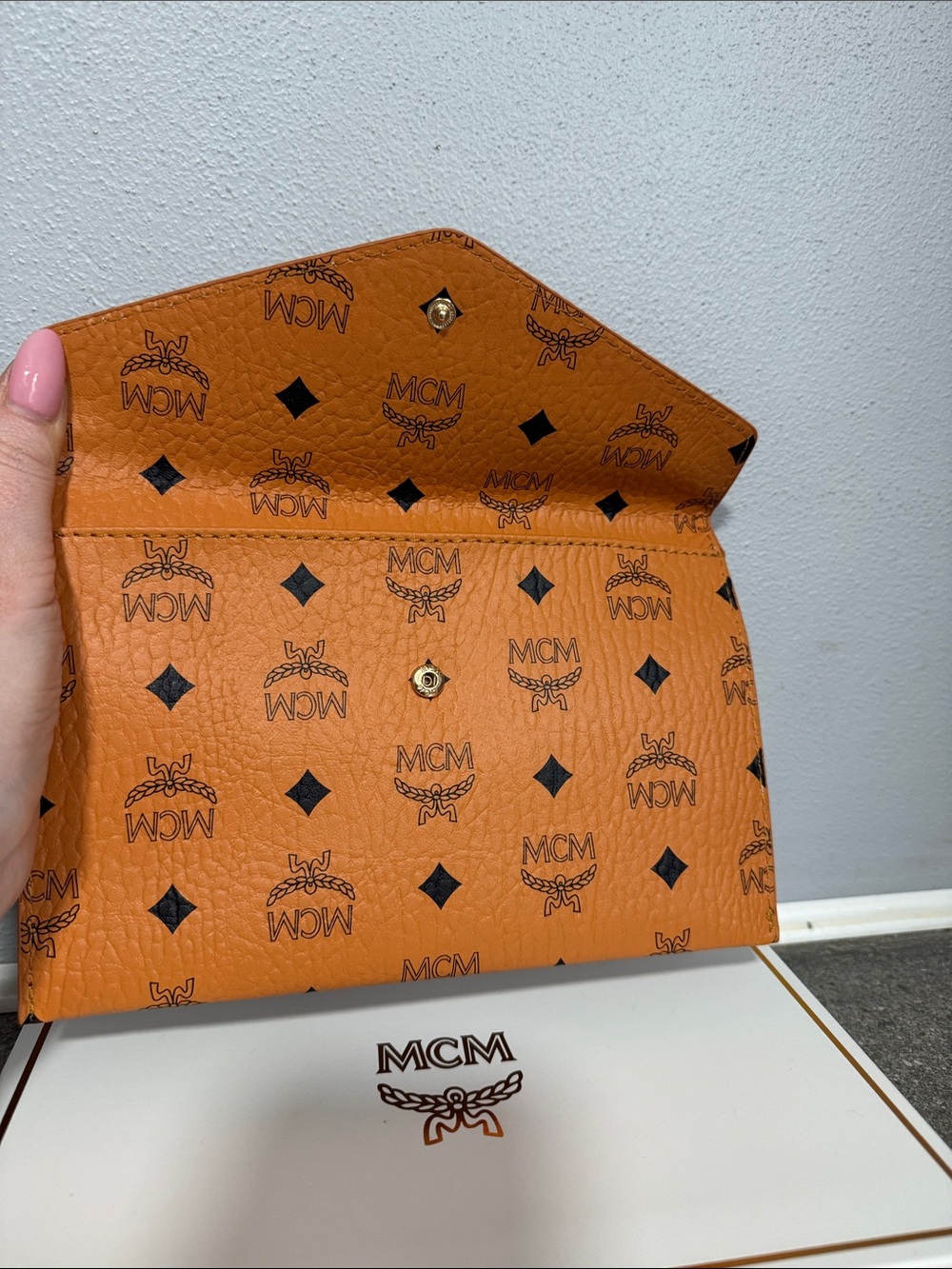 BRAND NEW MCM Cognac Logo Envelope Clutch GWP gift with purchase item. - Picture 5 of 8